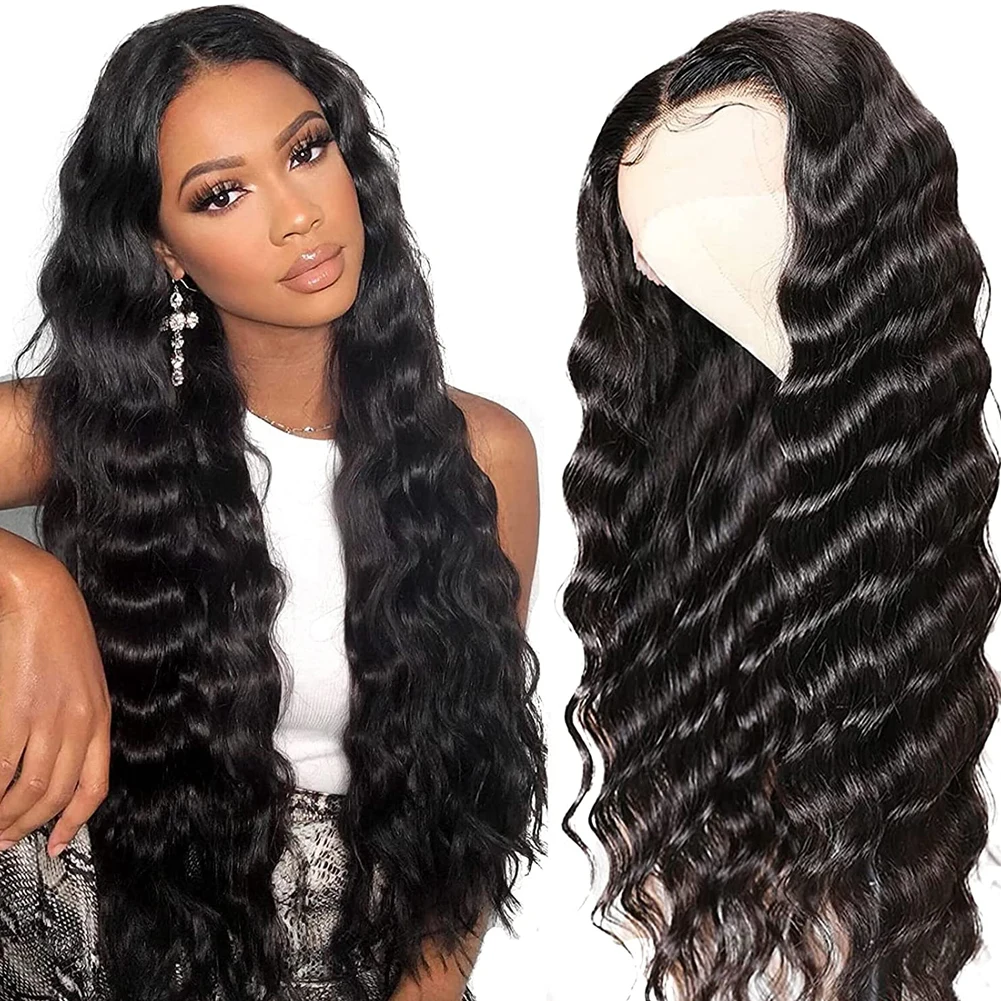 Loose Deep Wave Wigs 13x4 Transparent Lace Front 150% Density Human Hair for Black Women Wig