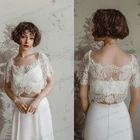 Женское винтажное свадебное платье, шифоновое платье цвета слоновой кости в стиле бохо из двух предметов, с коротким рукавом, выполненное по индивидуальному заказу, простое пляжное платье невесты, 2021