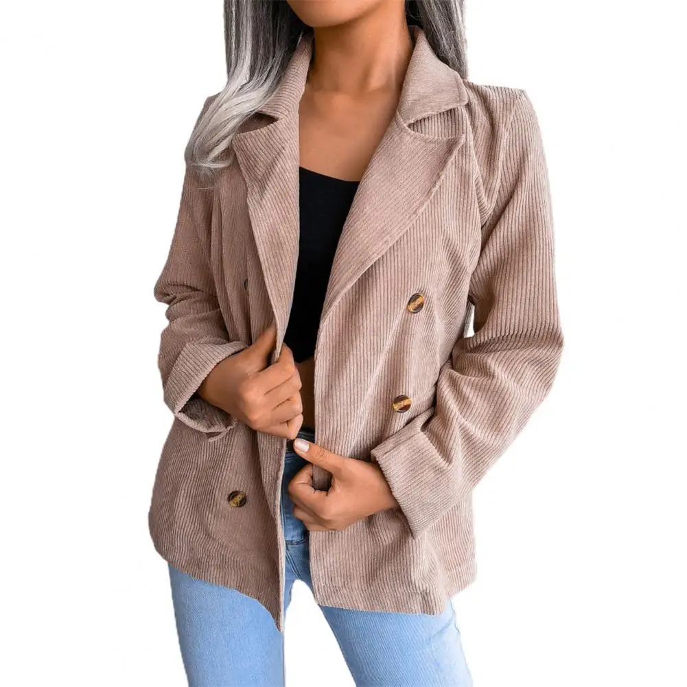 

Office Lady Blazer Solid Color Turndown Collar Autumn Winter Buttons Lapel Suits Coat Daily Wear Suits