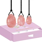 Бусы из розового кварца Yoni яйцо натуральный Кристальный массаж инструмент для упражнения Кегеля мышц влагалища затяжки просверленные яйцо Yoni Массажный мяч