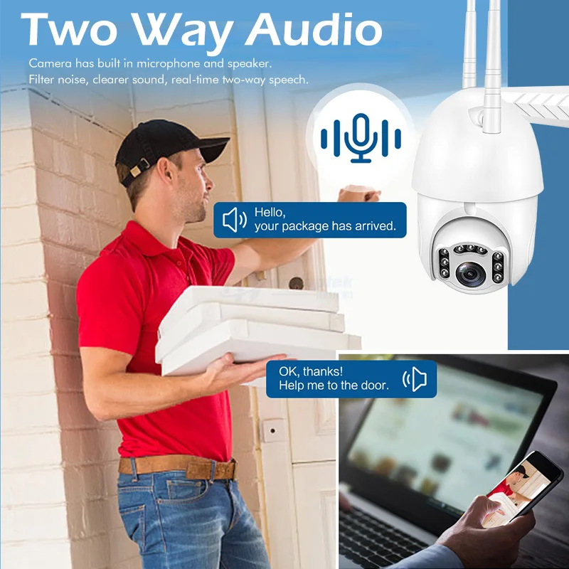 Умная Wi Fi IP камера HD 1080P 9 светодиодов 2 МП IP66 скоростная купольная ночная версия