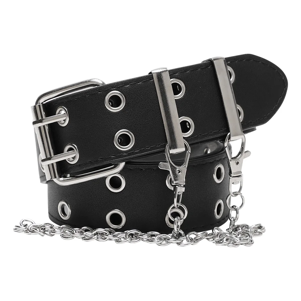 

Coffee Black Women Belt Imitation Leather Pin Buckle Belt Punk Wind Jeans Fashion Individual Decorative Belt Chain Women Belt