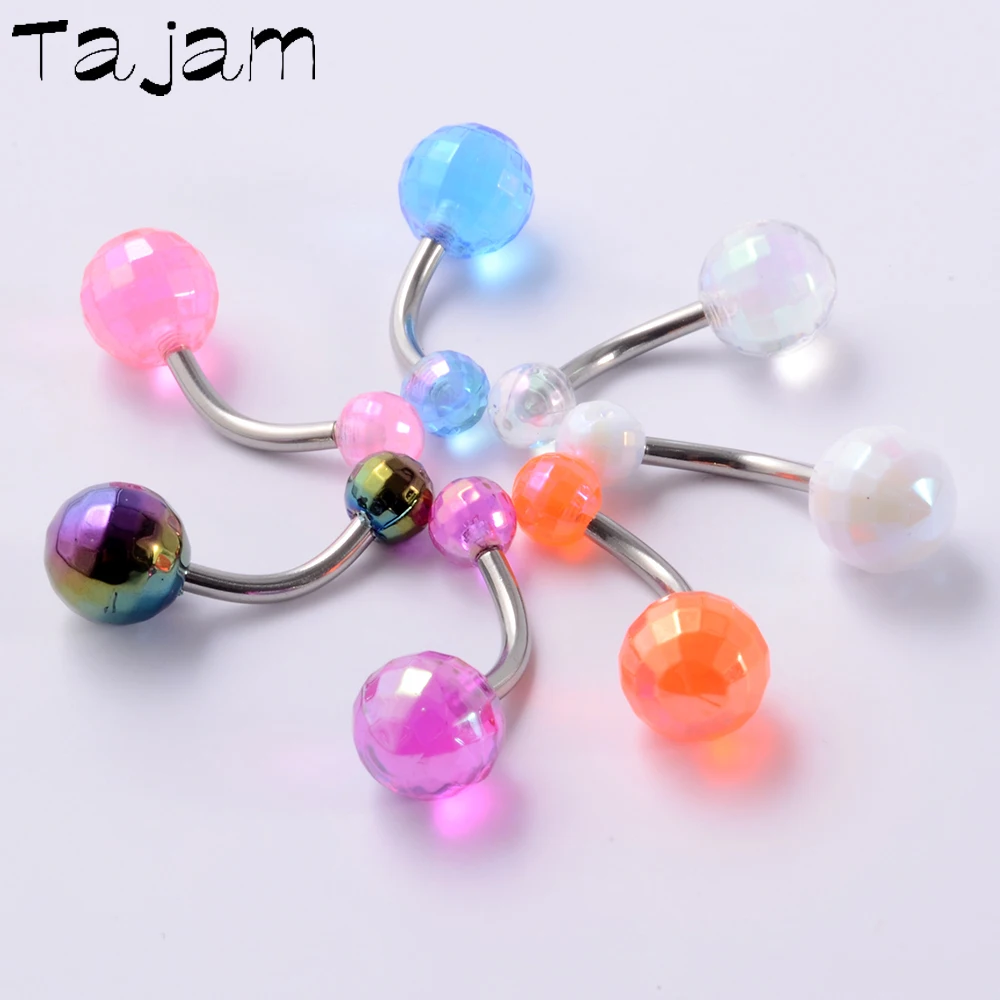 Пирсинг пупка из хирургической стали с акриловыми бусинами 7 шт./лот кольцо для