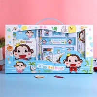 all in one school learning toy stationery set organizer crayon drawing colored pencil case sharpener bookmark memo student gifts