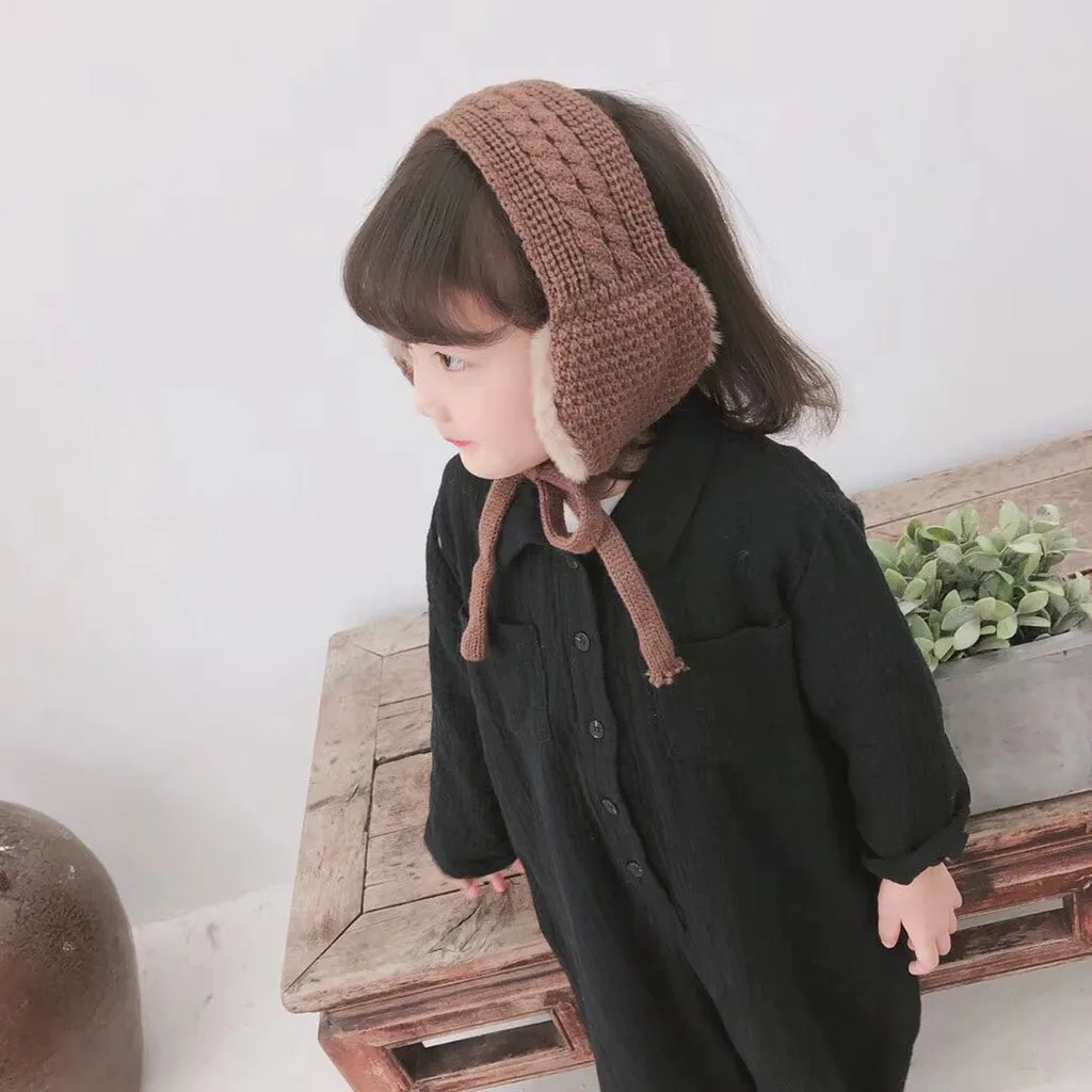 2 в 1 детский шарф шапка зима-осень теплая повязка плюшевые наушники вязаные