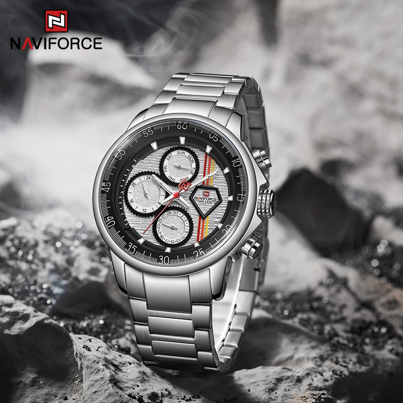 

NAVIFORCE Luxury Brand Silver Men Watches Fashion Casual Quartz Man watch Military Sport Waterproof Male Clock Relogio Masculino