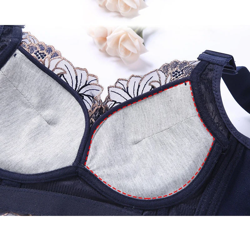 

No Steel Ring Anti-Sagging Bra Sexy Embroidered Lace Polyester Bralette