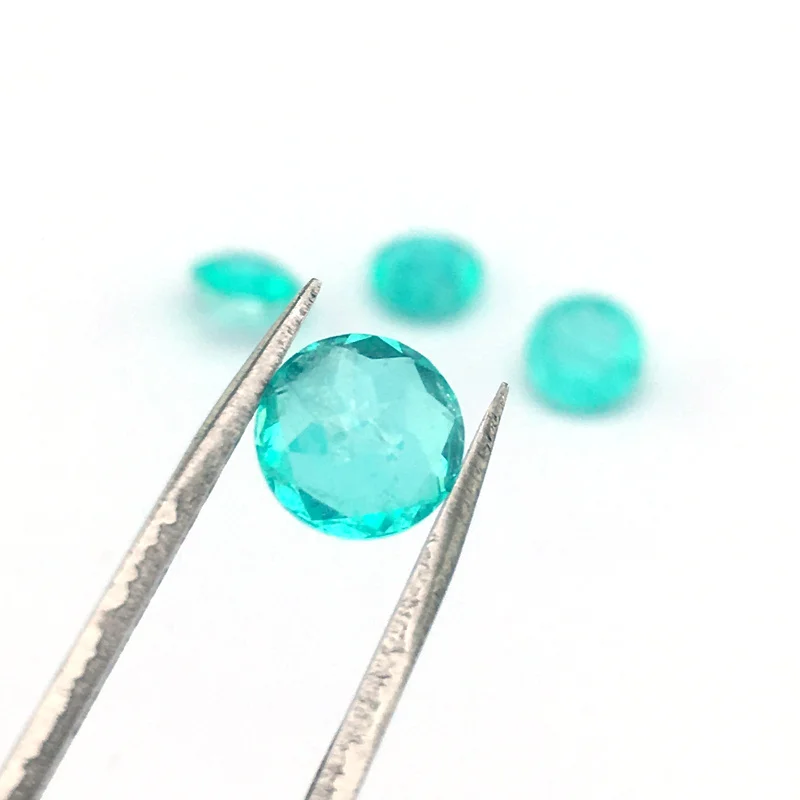 FFGems Brazilian Paraiba Tourmaline Loose Gemstone Created Stone Round Cut for Women Silver or Gold Mounting Diy Jewelry | Украшения и