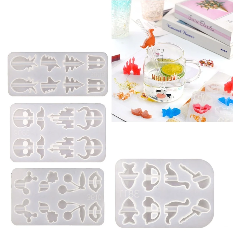 

Crystal Epoxy Resin Mold Fruit Animal Straws Decoration Buckle Silicone Mould DIY Crafts Jewelry Decorative Casting Tools