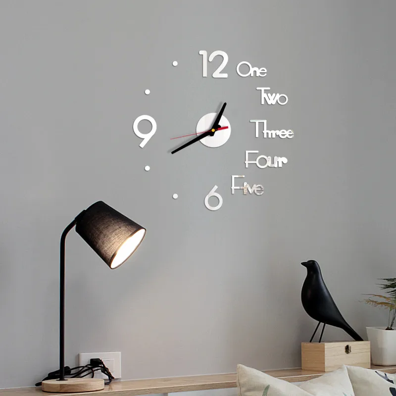 

DIY Creative Wall Clock Modern Design Decorative 3D Acrylic Mirror Surface Sticker HomeLiving Room Office Decor Wallclock 20#27