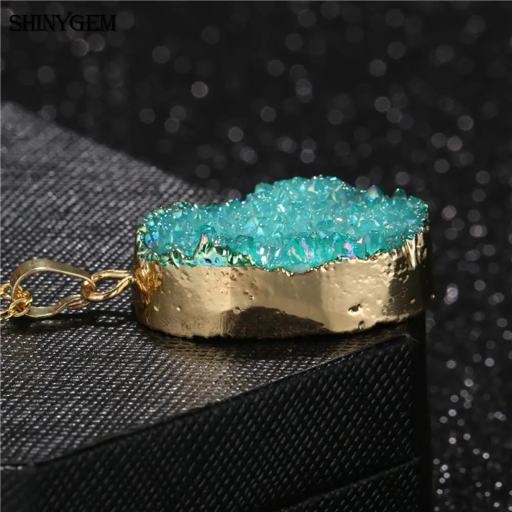 ShinyGem классический исцеляющий натуральный кристалл Druzy Подвески чакра камень
