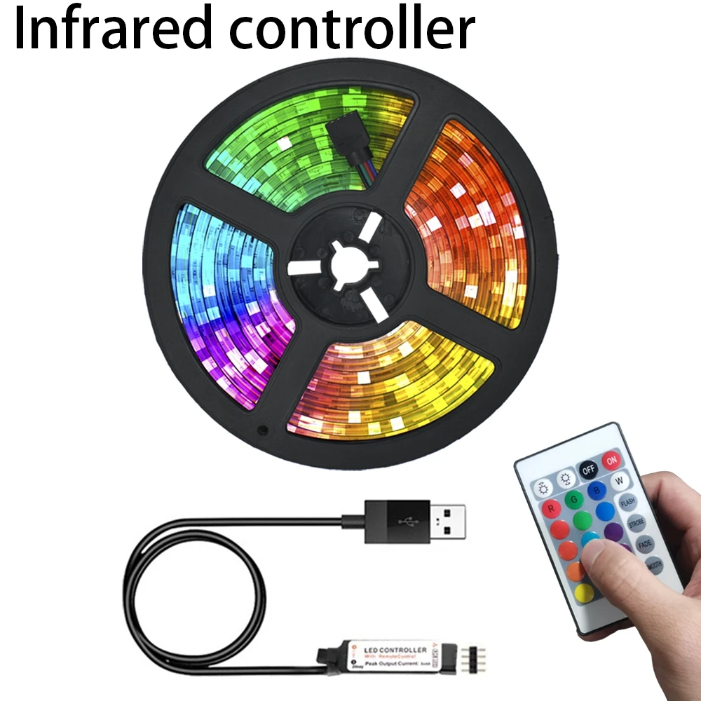 Светодиодные ленты RGB SMD2835 с инфракрасным Управлением по USB гибкая LED полоска для