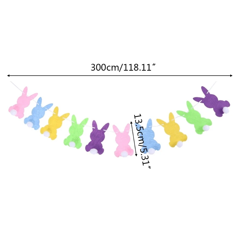 

Happy Easter Rabbit Bunny Ball Banner Garland Wall Hanging Bunting Flag Decoration Photo Prop Party Supplies