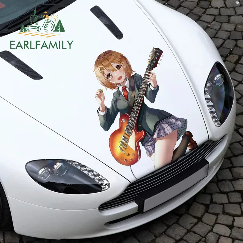 

EARLFAMILY 43 см x 37,4 см для K-on! Аниме наклейки и наклейки на автомобиль Hirasawa Yui, индивидуальные водонепроницаемые дверные настенные украшения на а...