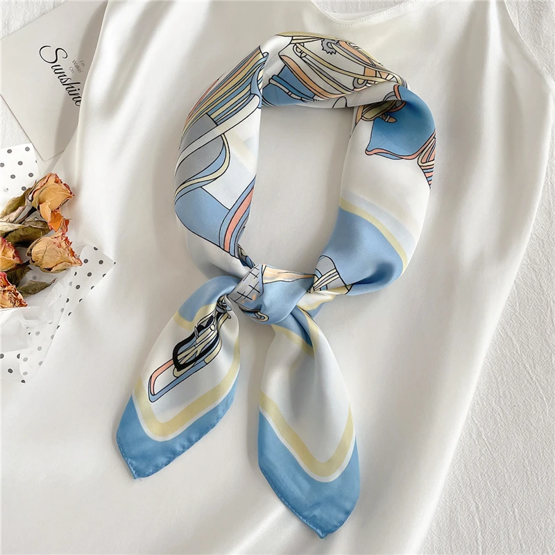 

Silk Square Scarf Female Shawl and Wraps Fashion Lady Hair Band Women ana Head Neckerchief Foulard Hijab Summer 2022