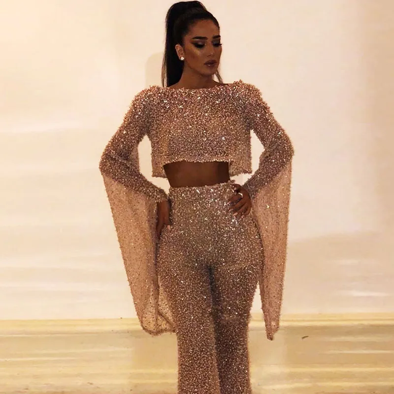 Женский Облегающий комбинезон Клубная одежда с длинным рукавом и круглым