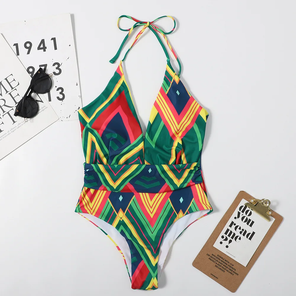 One Piece Bodysuit Push Up Swimsuit Sexy Backless Deep V Neck Swimwear Monokini Female Bather Brazilian Bathing Suit Beachwear | Спорт и