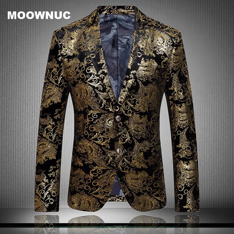 

Мужской Блейзер MOOWNUC, Высококачественный бархатный Повседневный Блейзер знаменитого бренда золотого цвета, размеры M,L,XL,XXL,XXXL,XXXXL