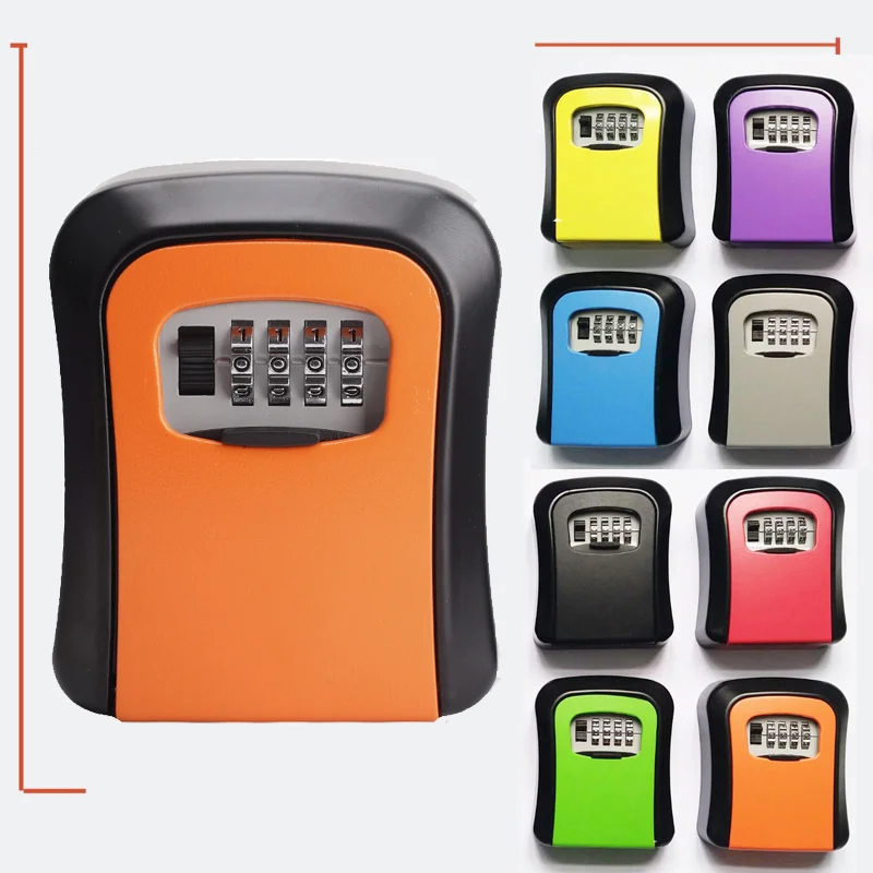 

Key Lock Box Outdoor Wall Mounted Aluminum Alloy Key Safe Box Weatherproof 4 Digit Combination Keys Storage Lock Boxes Indoor