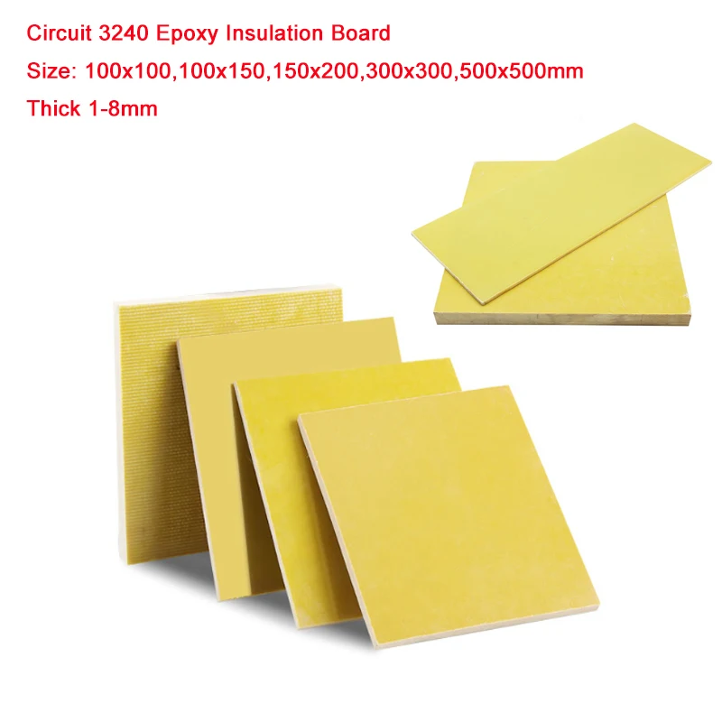 

Circuit 3240 Epoxy Insulation Board HIGH TEMP Fiberglass Plate 100x100,100x150,150x200,300x300,500x500mm*Thick 1-8mm DIY Sheet