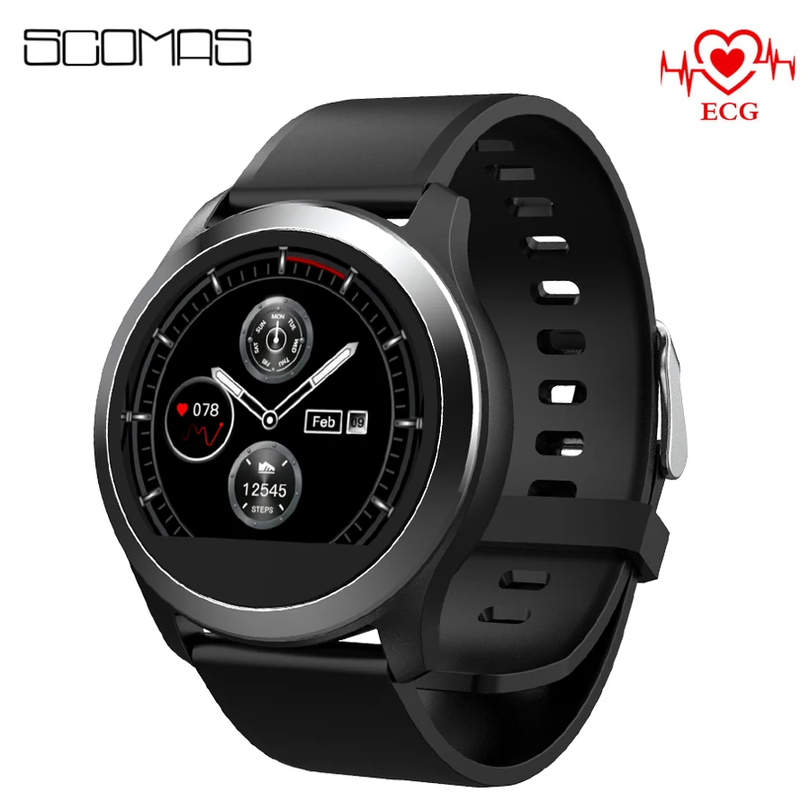 SCOMAS Смарт часы Для мужчин ECG + PPG 1 22 &quotкруглые Экран электрокардиограф ЭКГ Дисплей