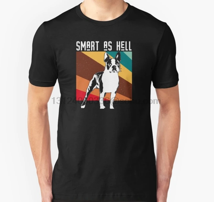 Мужская футболка с коротким рукавом ретро Бостон-терьер папа мама подарок (2)