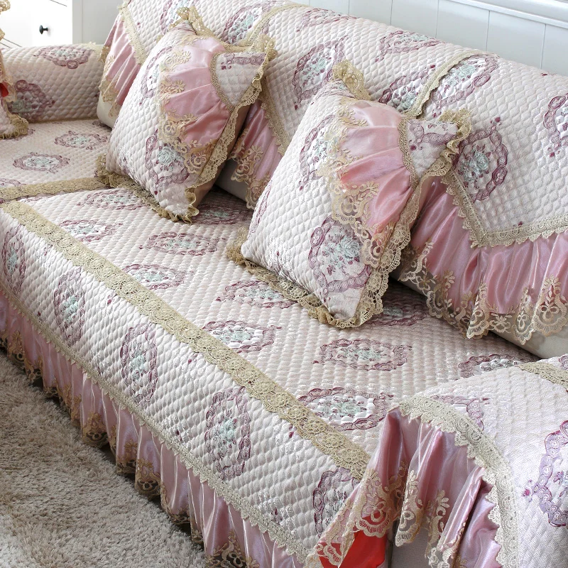 Роскошный нескользящий тканевый коврик для дивана в европейском стиле кружевной