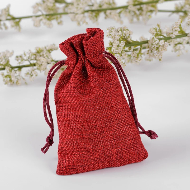 Burlap Bags Drawstring Gift Pouch Wedding Favor Bag Red 50Pcs 4X6 Inch (Red) | Дом и сад