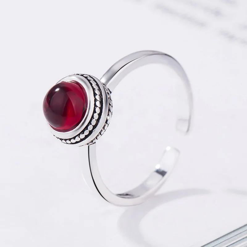 2022 New Arrival 30% Silver Plated Elegant Red Agate Stone Ladies Wedding Ring Jewelry For Women Gift Never Fade