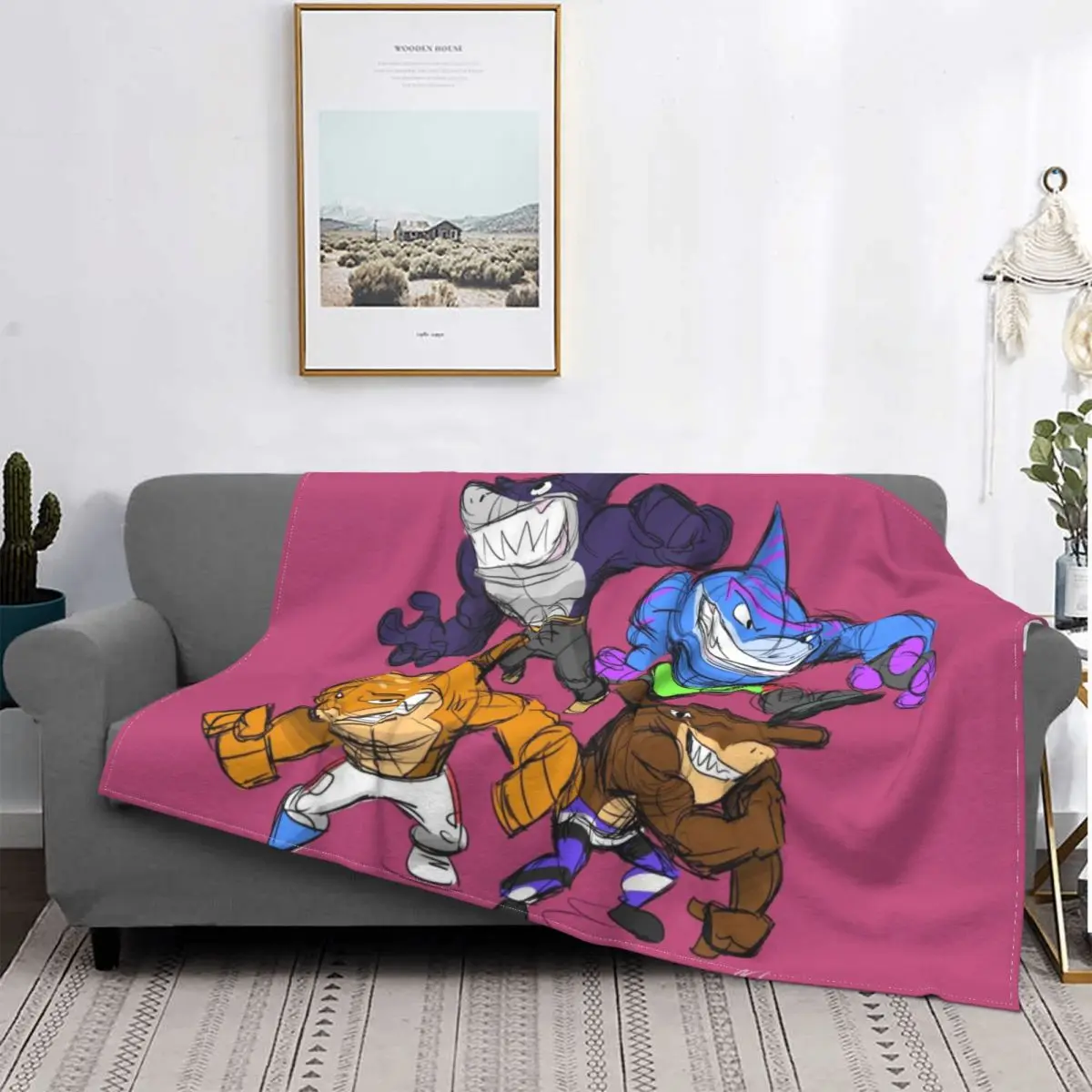 

Extreme Dinosaurs T Bone Crime Anime Blanket Flannel Decoration Sharks Portable Home Bedspread