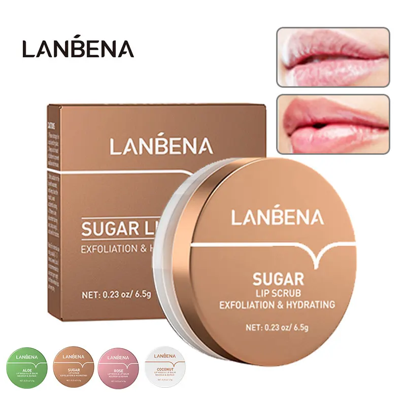 

LANBENA Lip Mask Nourishing Moisturizing Repair Dry Exfoliator Scrub Lips Patches Rose Coconut Oil Aloe Vera SKin Care 4 Colors