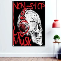 non stop music scary bloody death art flag wall hanging chart painting rock band banner heavy metal music posters tapestry a1