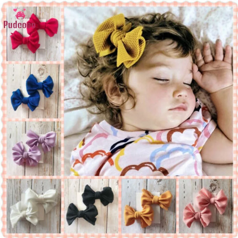 

Pudcoco 2Pcs Infant Kids Baby Girls Headwear Bow Hair Clips Ribbon Bunny Bowknot Barrettes Baby Solid Headwear Photo Props