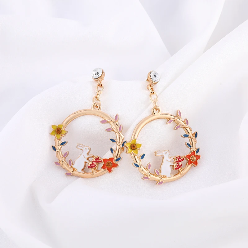 

Makersland Sweet Earrings Cute Rabbit and Mushroom Design Unique Earring Geometric Colored Women Earrings Jewelry Girls Gifts