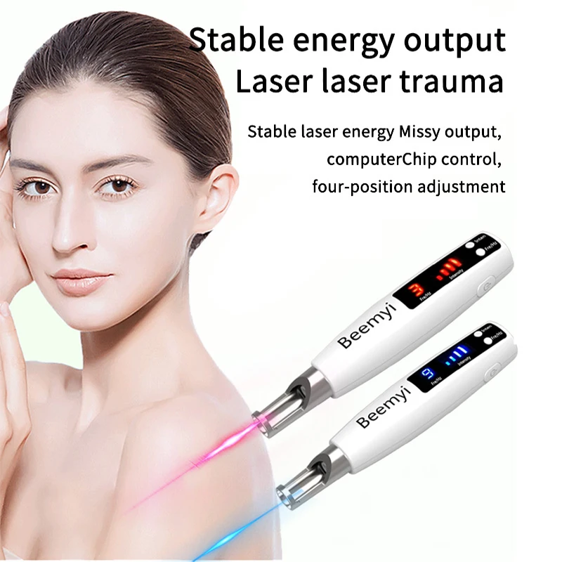Cordless Blue Light Pen - Handheld Light Pen for Tattoo Scar Freckle Beauty Device with Safety Glasses and Eye Shield