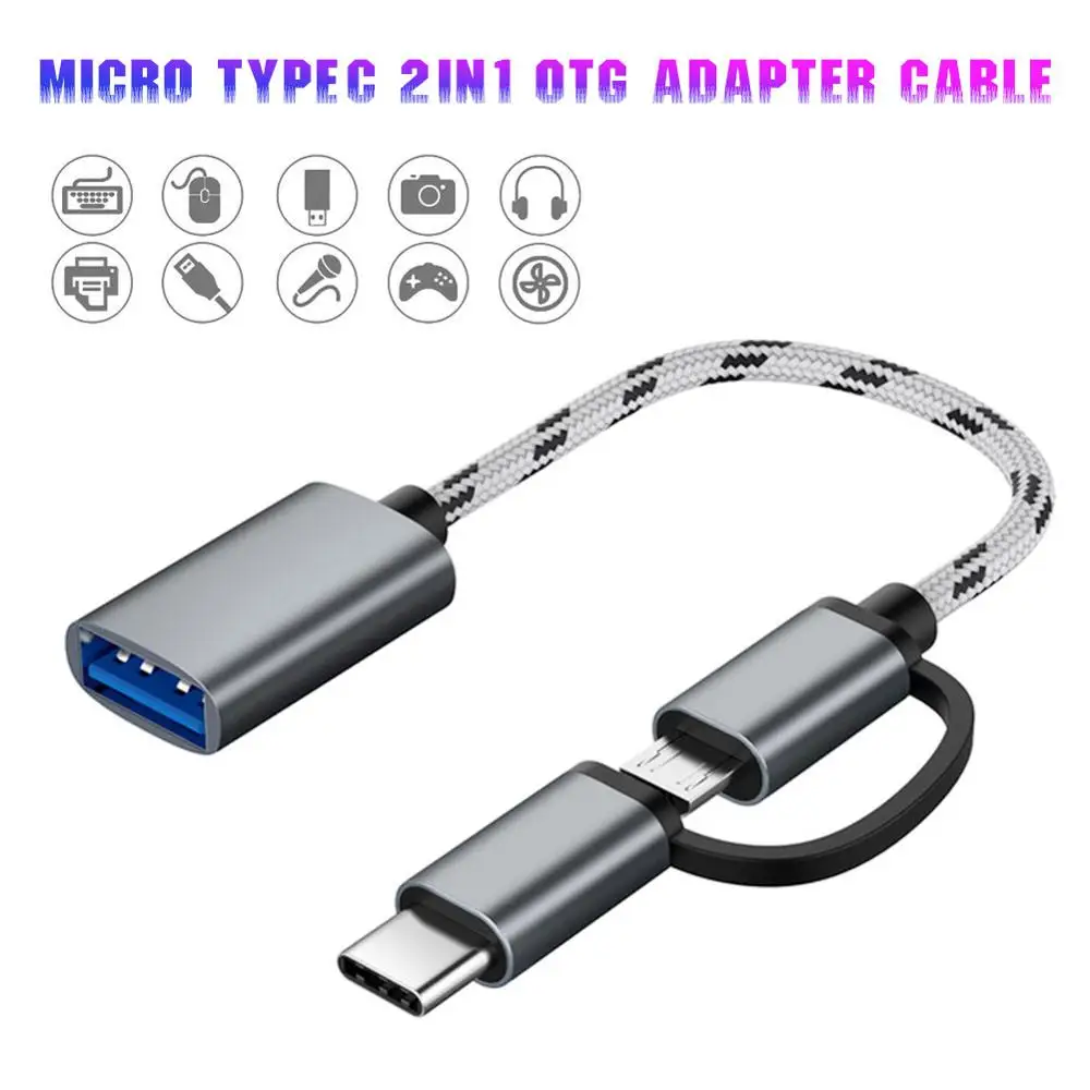 2 в 1 нейлоновый оплетка USB 3 0 OTG адаптер Кабель Micro Type C синхронизации данных для