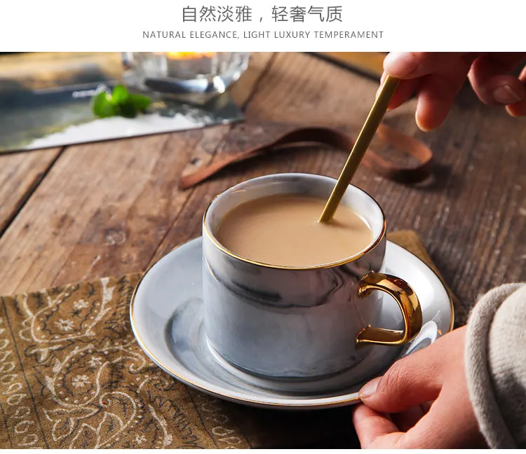 Nordic Minimalist Ceramic Coffee Cup European Small Luxury Espresso Cups Textured Porcelain Tea And Saucer Set II50BYD | Дом и сад