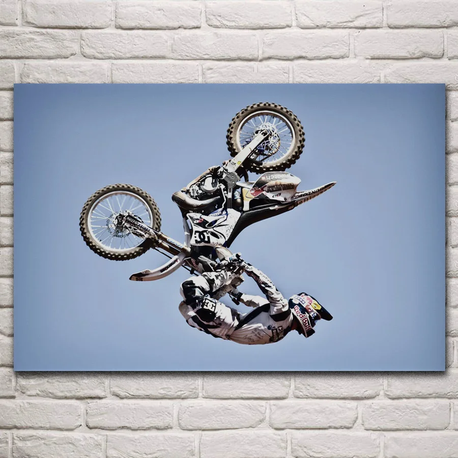 

Крутой мотоциклетный велосипед dirtbike, экстремальная спортивная ткань, фотография, домашнее искусство, украшение для гостиной KM455