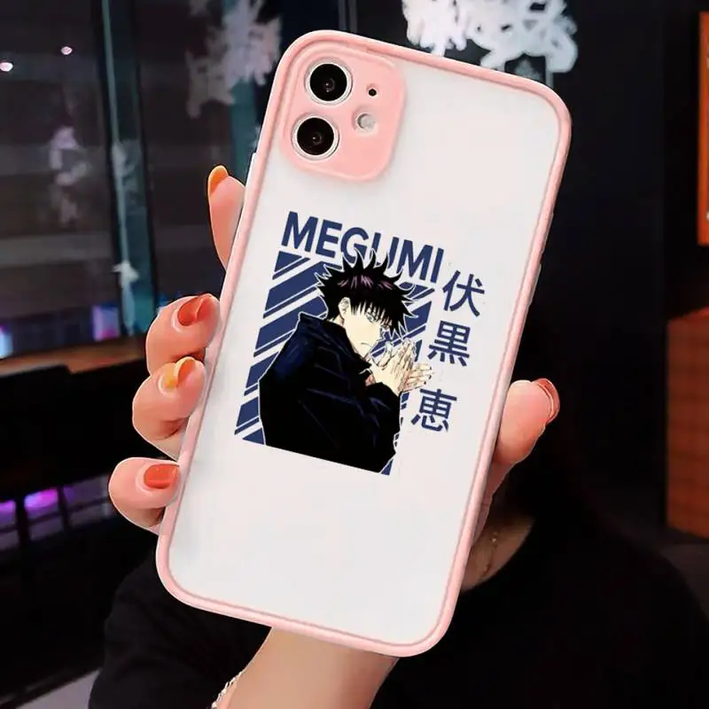 

Hot Anime Jujutsu Kaisen Phone Case For iPhone 12 11 Mini Pro XR XS Max 7 8 Plus X Matte transparent Pink Back Cover