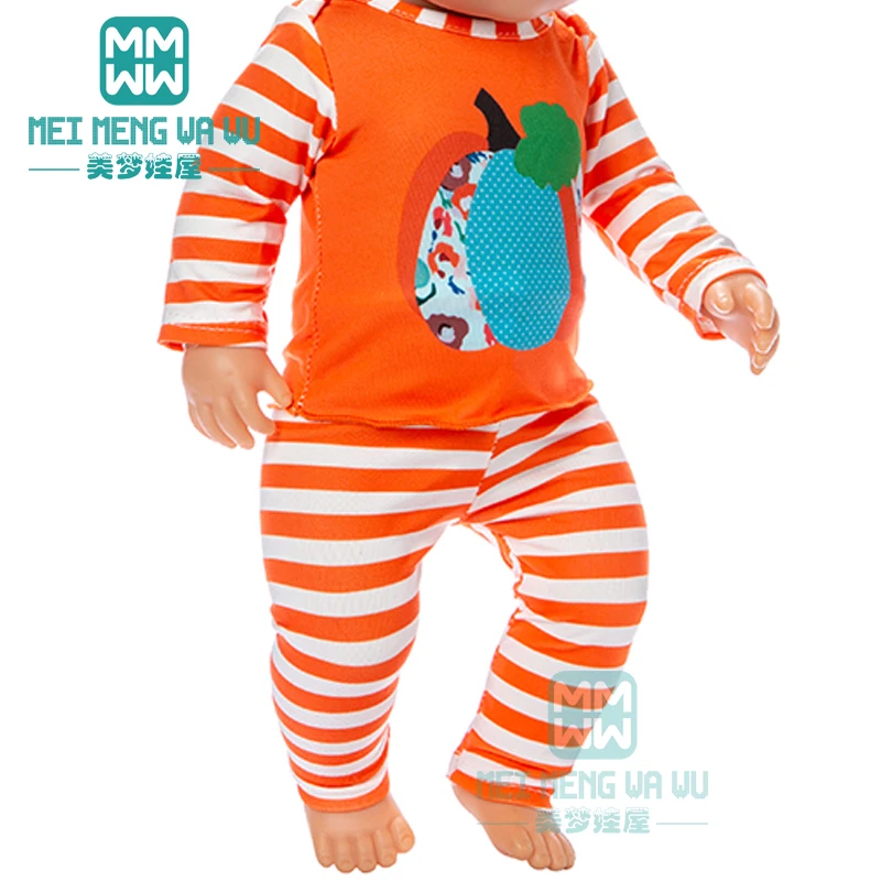 

Clothes for doll fit 43cm baby new born doll Orange Pumpkin Light Halloween Set