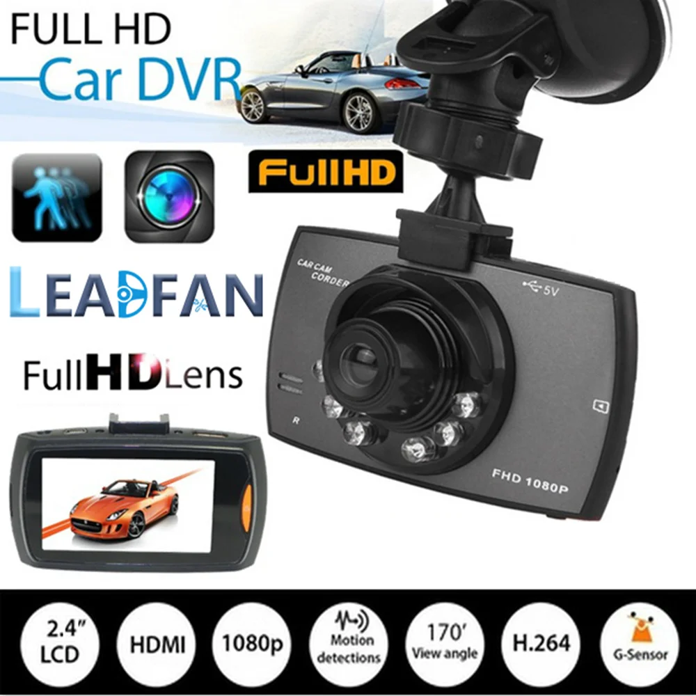 Leadfan автомобиля 1080P 2 4 Full HD DVR Авто Камера Dash Cam Видео g сенсор Ночное видение