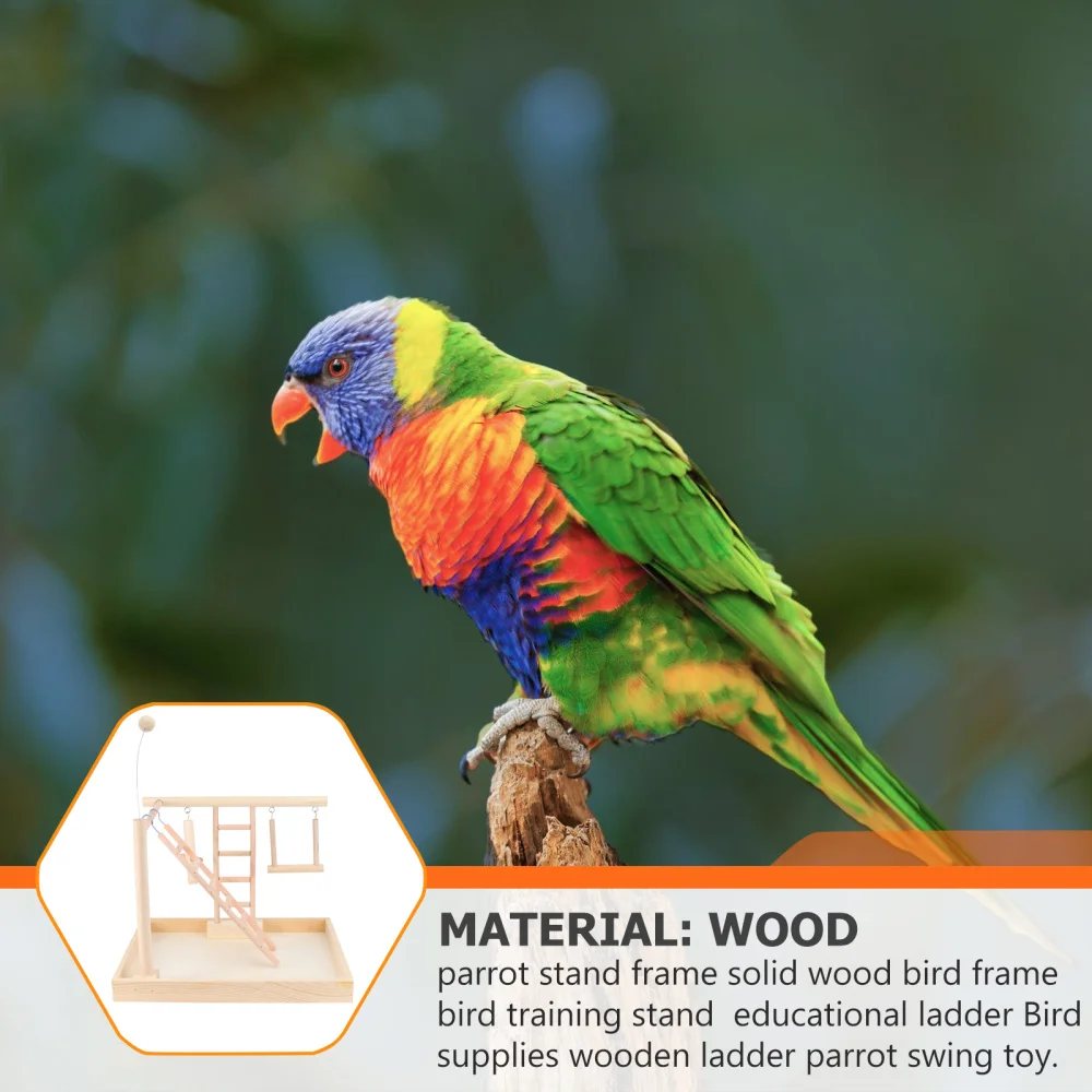 

1Pc Bird Wooden Standing Rack Parrot Activity Training Rack Bird Swing