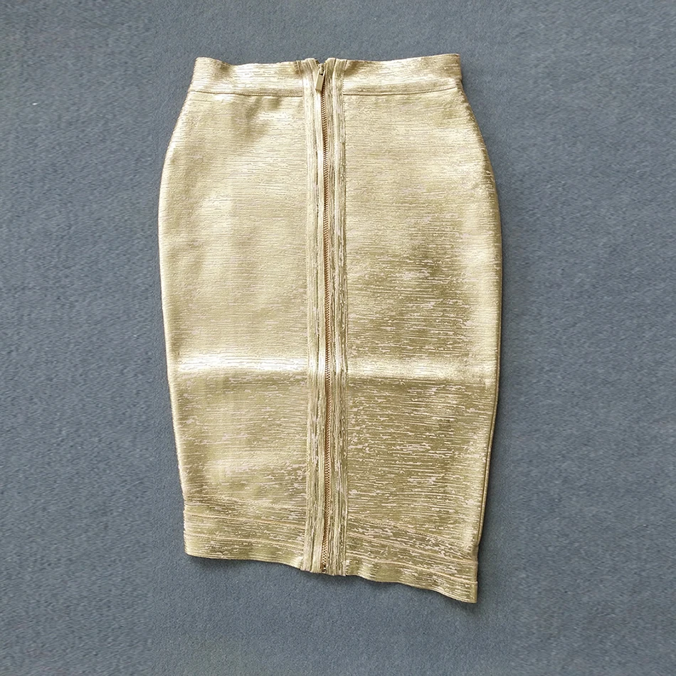 Женские бандажные юбки из золотой фольги Асимметричная мини юбка карандаш