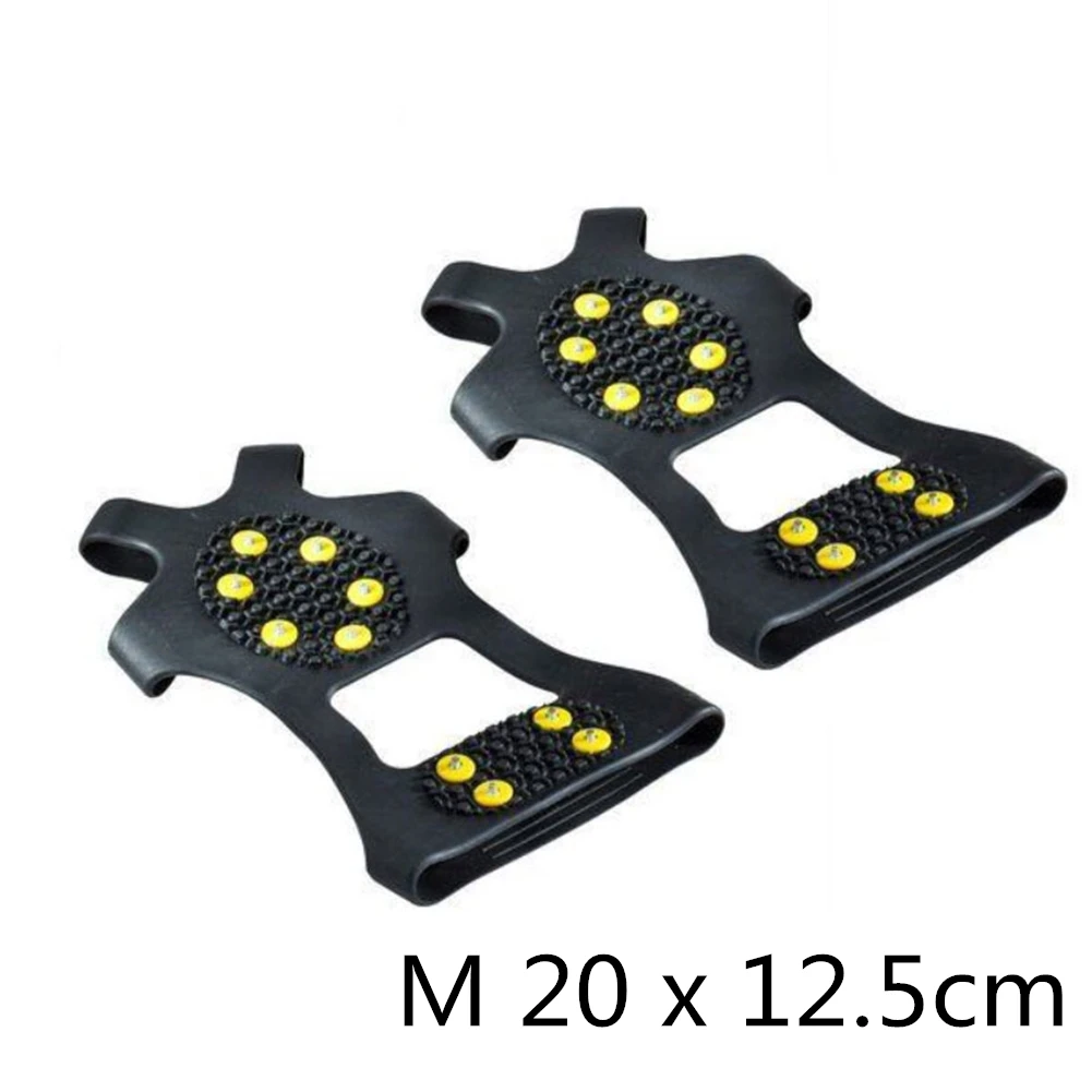 M 20 x 12.5cm 1 Pair S M L 10 Studs Anti-Skid Snow Ice Climbing Shoe Spikes Ice Grips Cleats Crampons Winter Climbing Anti Slip Shoes Cover - Размер: M 20 x 12.5cm