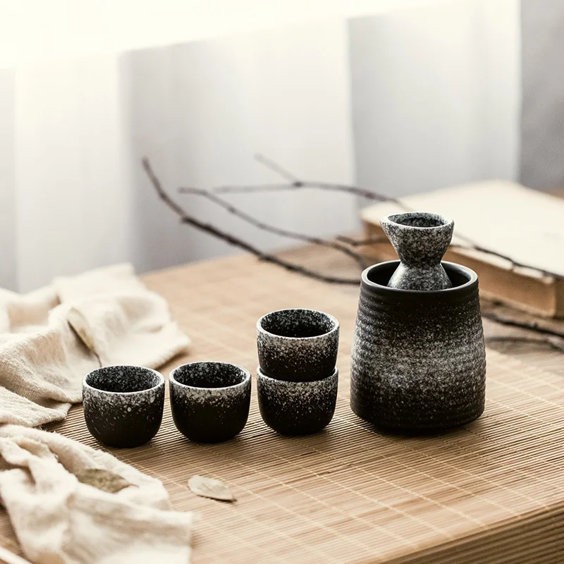 

Japanese style ceramic retro sake set warm hot wine pot household yellow white wine bottle cup wine separator wineware gift box