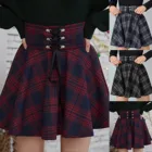 Женская клетчатая мини-юбка Goth Y2K, летняя мини-юбка на завязках с высокой талией и принтом в стиле ретро, короткая юбка на молнии в стиле панк, 2021