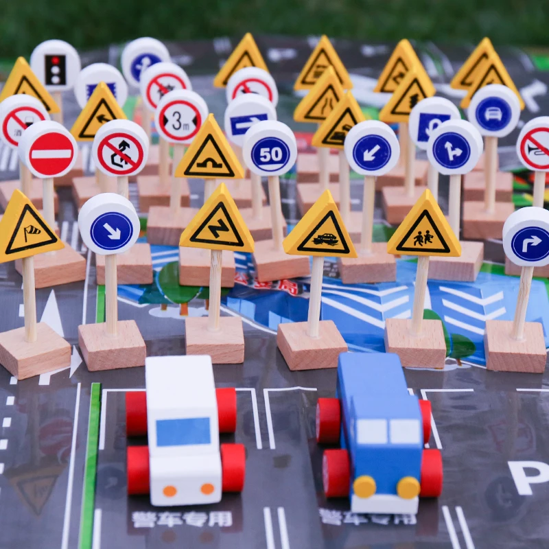 Детская деревянная дорожные знаки блочная Автомобильная игрушка Детские