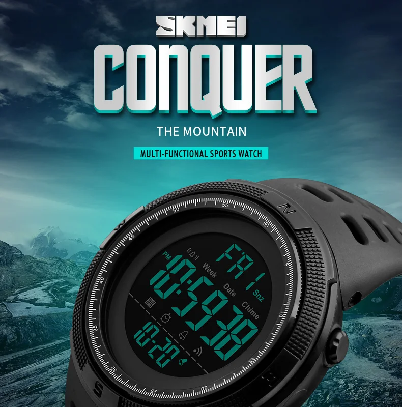 SKMEI 1251 кварцевые цифровые мужские часы светодиодный дисплей спортивные