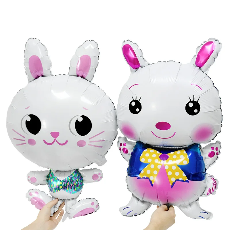 

2pcs Cute Pink Rabbit Foil Balloon Gray Long Ear Bunny Animal Helium Globos Birthday Easter Party Decor Baby Shower Favors
