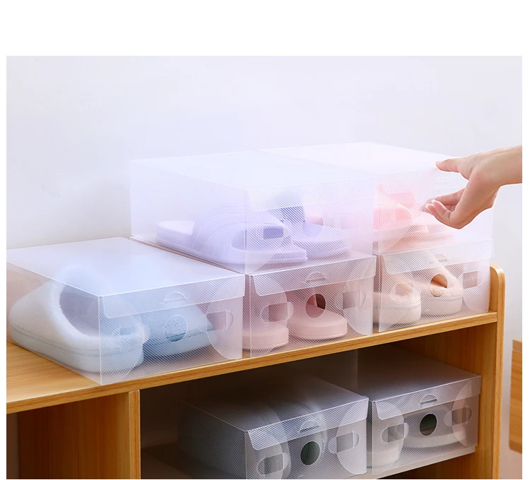 Прозрачный пластиковый ящик для обуви пылезащитный влагостойкий Простой